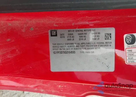 2016 Chevrolet Camaro 1Ss z USA, uszkodzony, nr VIN 1G1FF3D7XG0164585